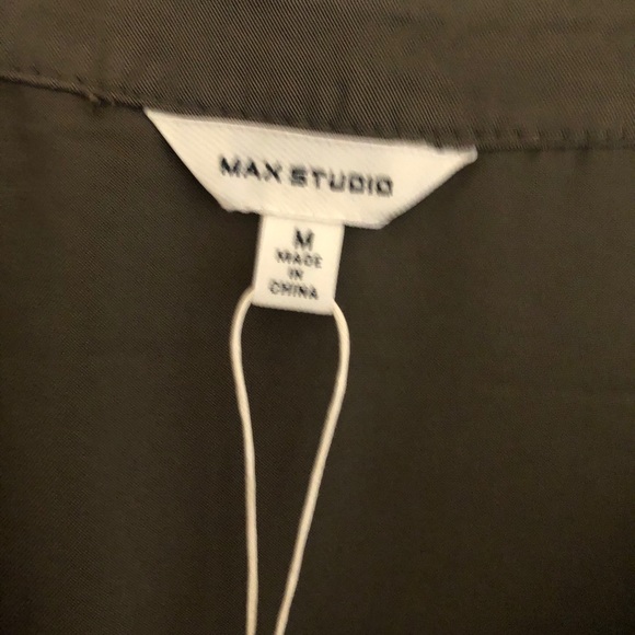 Army green max studio button down shirt dress - Picture 3 of 5